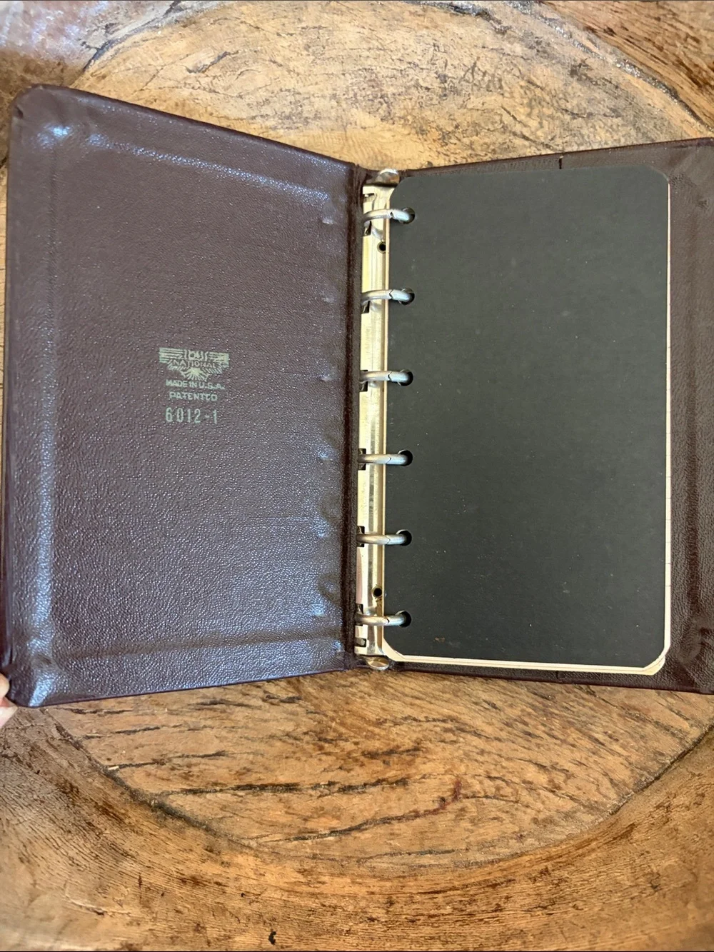 Vintage Deep Brown National 6-Ring Pocket Memo Binder Plus 6-Hole Paper